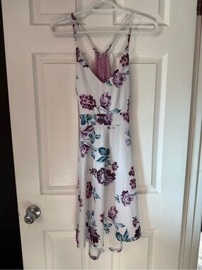 Floral Spaghetti-Strap Summer Dress in Lavender